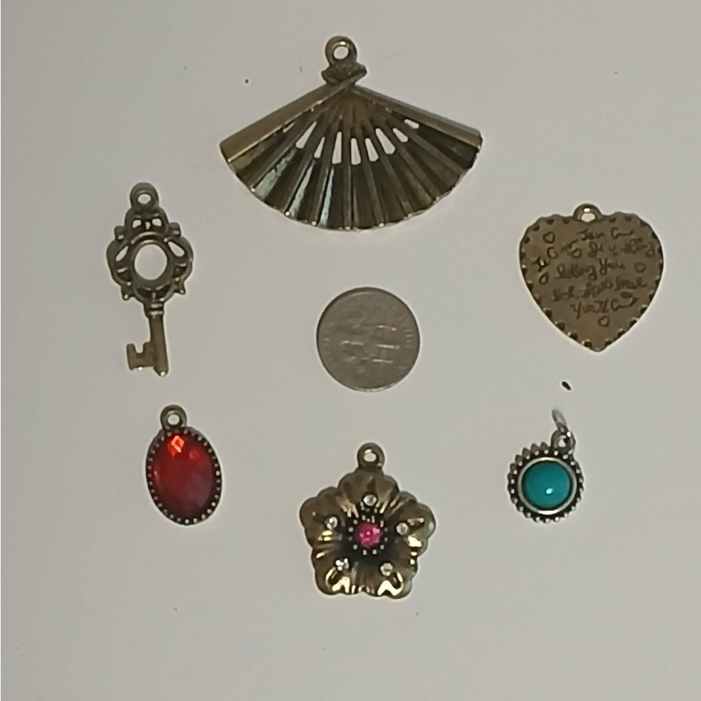 Vintage Style Charm Set with Red and Turquoise Accents